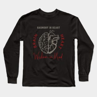 Harmony in Heart, Wisdom in Mind, Right balance between head and heart, vintage style Long Sleeve T-Shirt